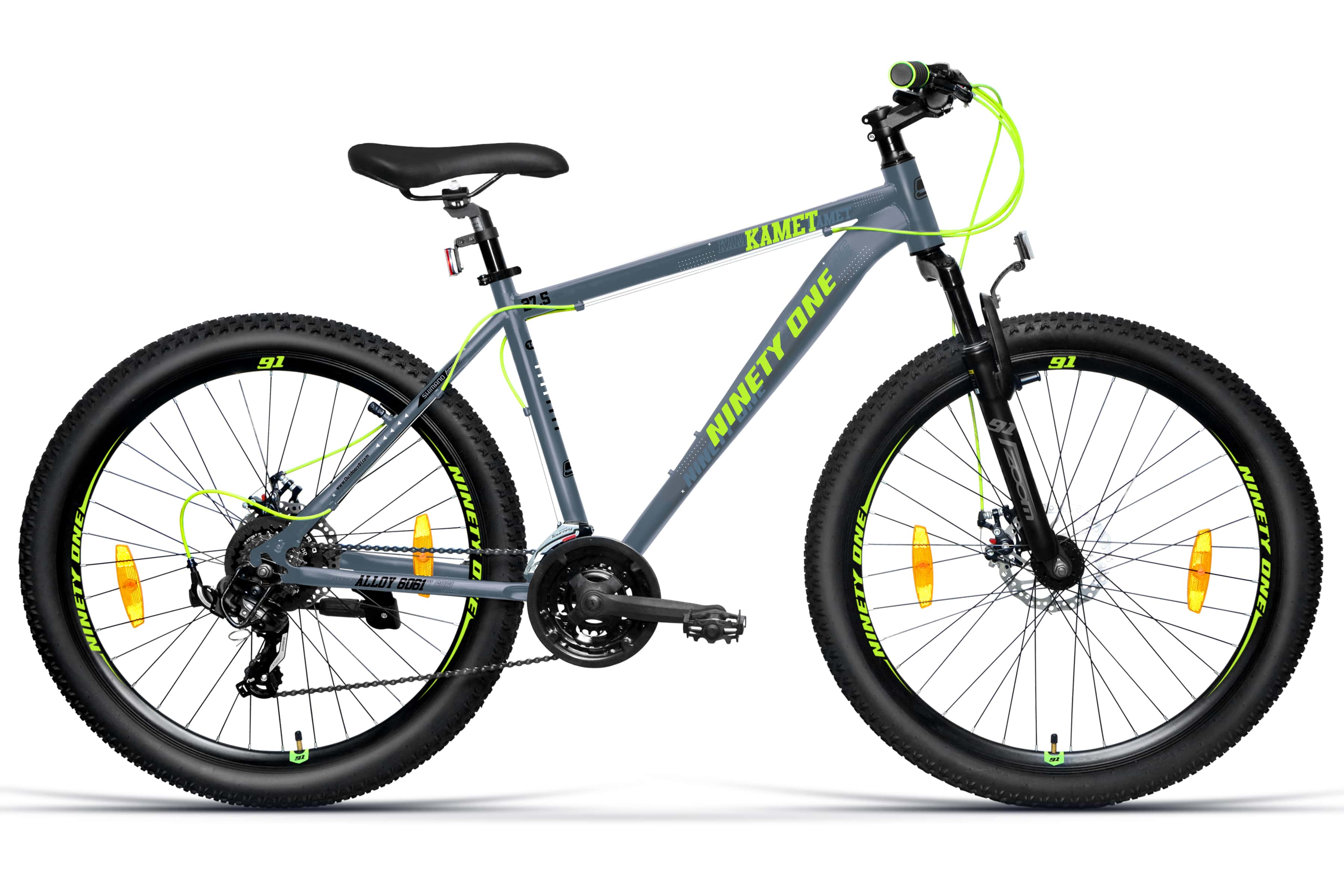 Top Selling Mountain Bikes - Kamet 27 5T Gray Yellow at Rs. 28499 by Ninety One Cycle