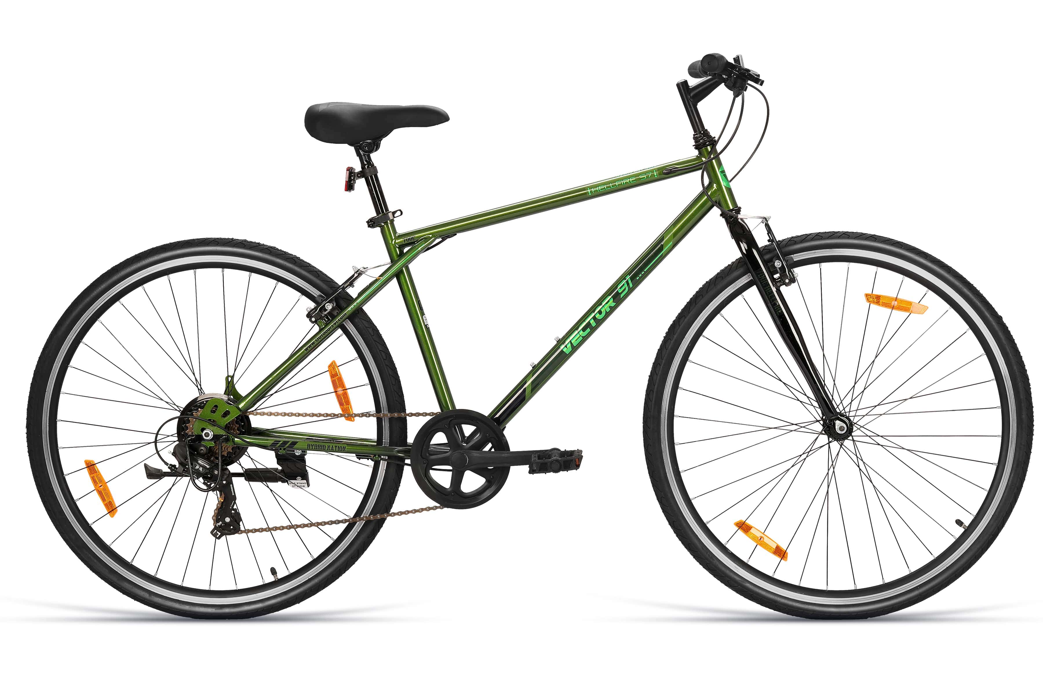 Top Selling Hybrid Bikes - HellFire 700C 7S Metallic Green at Rs. 9999 by Ninety One Cycle