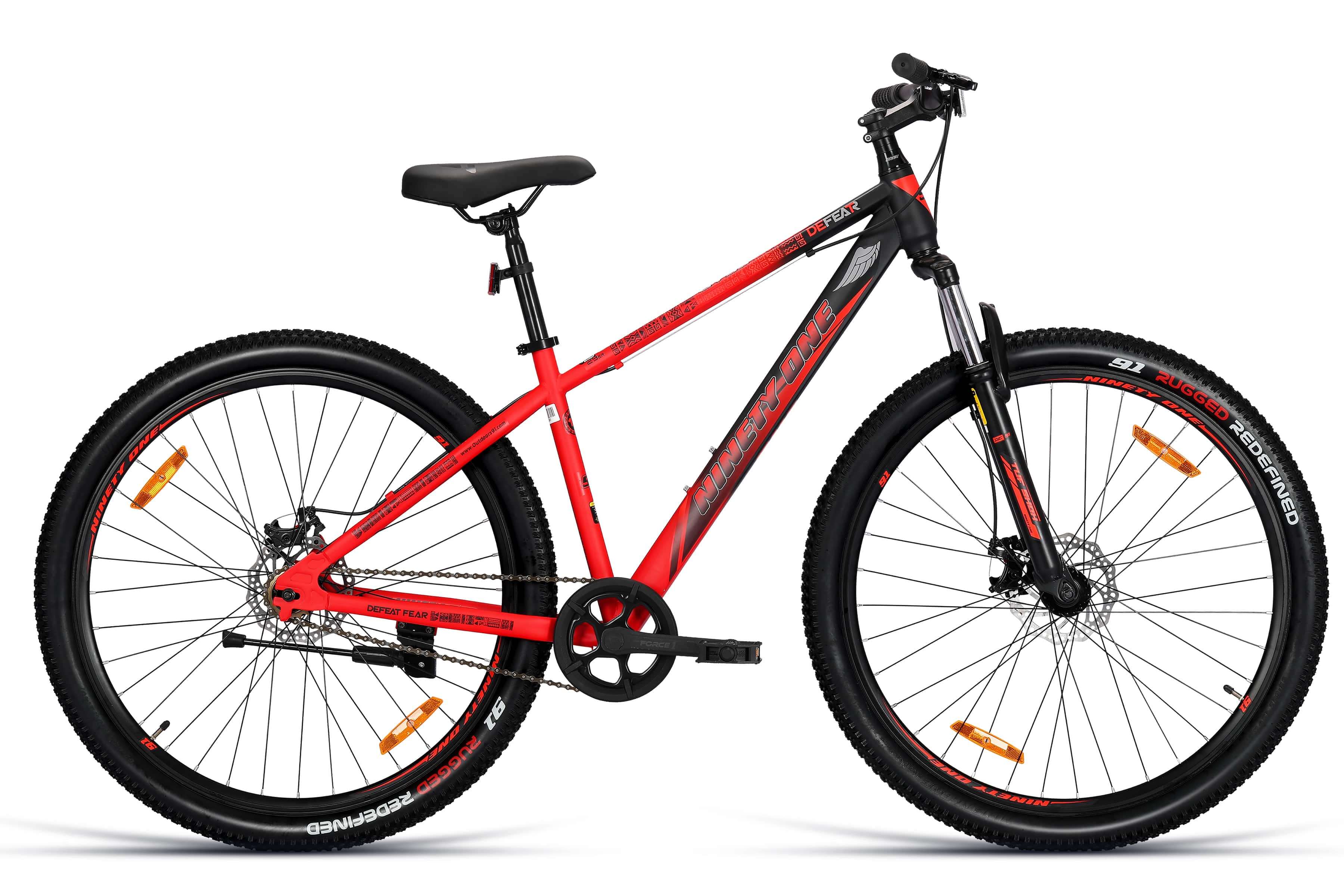 Top Selling All Terrain Bikes - Defeatr 29T New Edition Black Red at Rs. 14749 by Ninety One Cycle