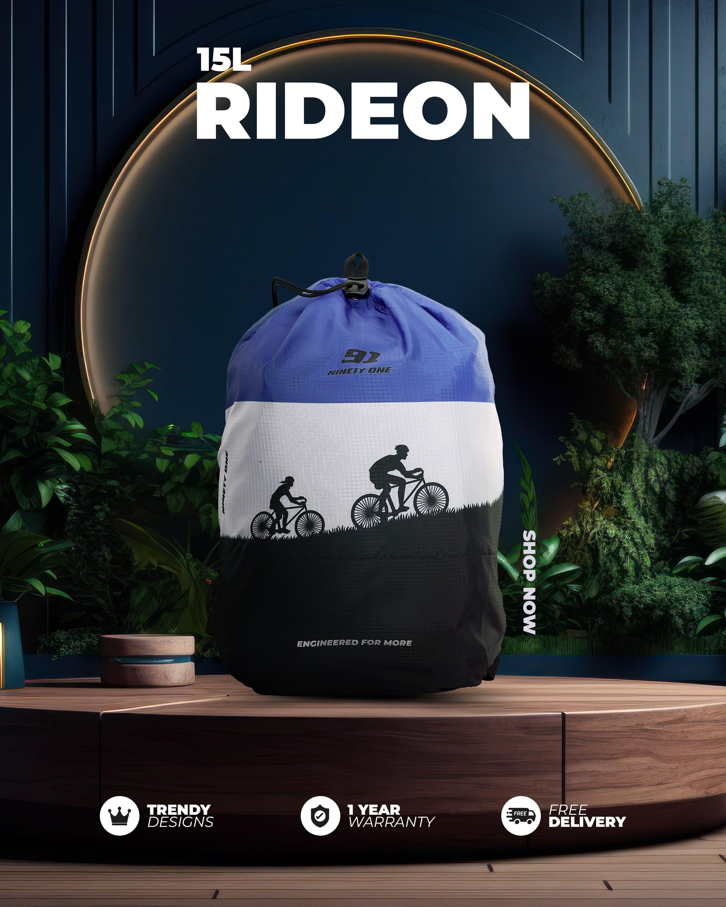 Top Selling  - 91RideOn 15L Unisex Blue Black Backpack at Rs. 908 by Ninety One Cycle