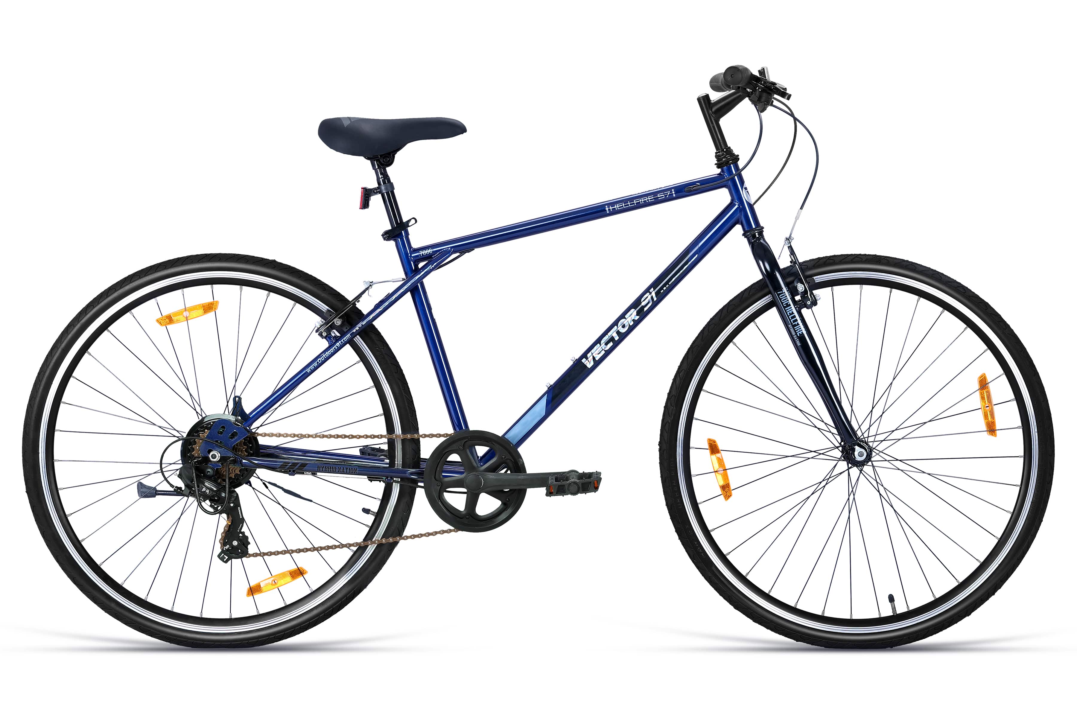 Top Selling Hybrid Bikes - HellFire 700C 7S Blue Silver at Rs. 9999 by Ninety One Cycle