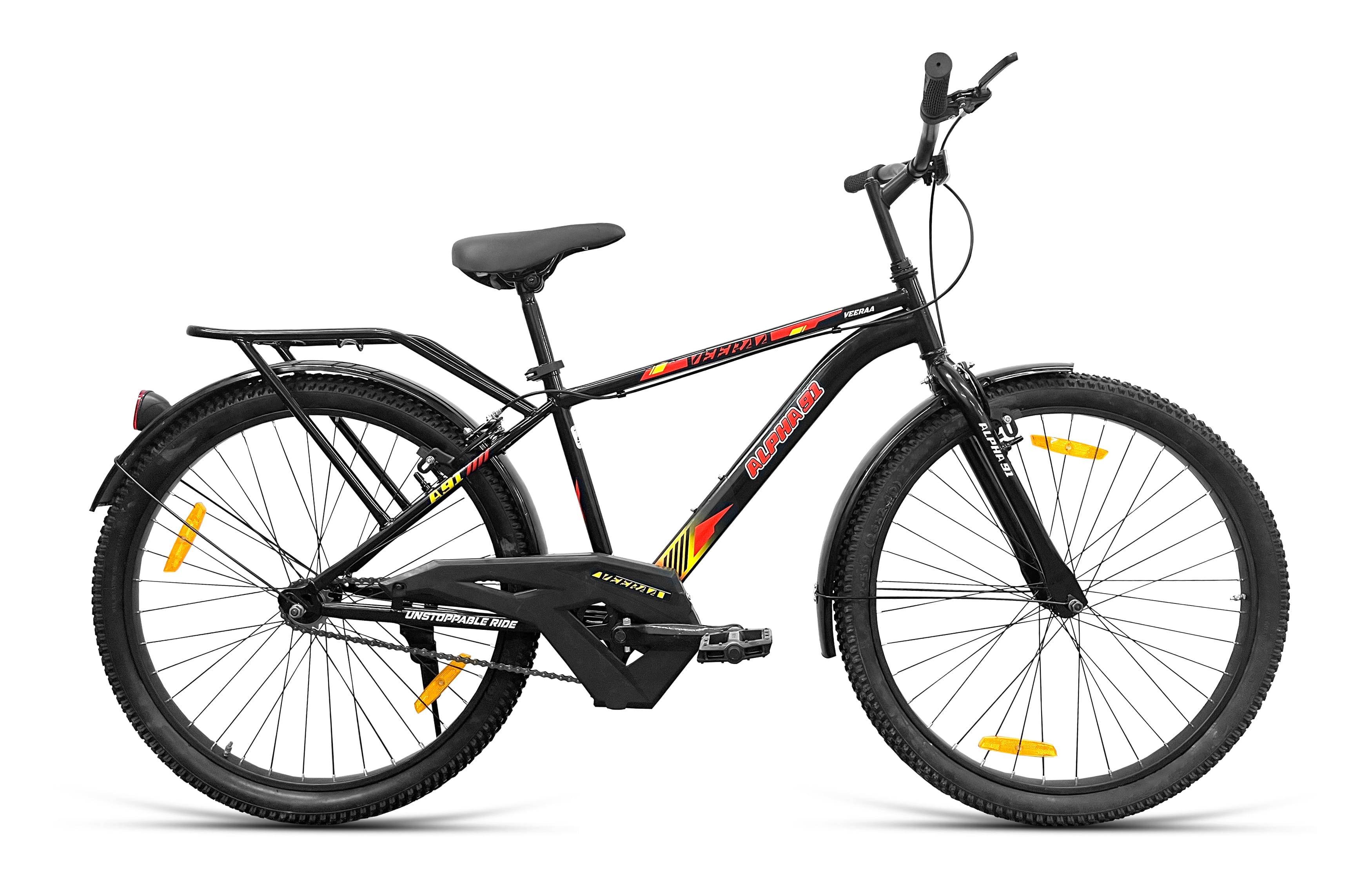 Veeraa IBC Caliper Brake Steel Mudguard 24T CKD pack of 2 (Black Red) image 1