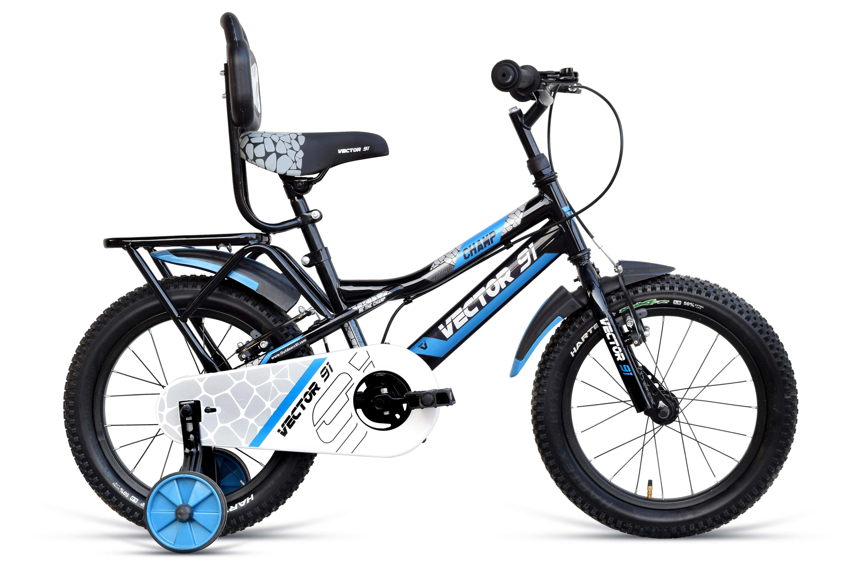 Top Selling Little Champ Bikes - Champ 16T 50 Assembled Black Blue at Rs. 8479 by Ninety One Cycle