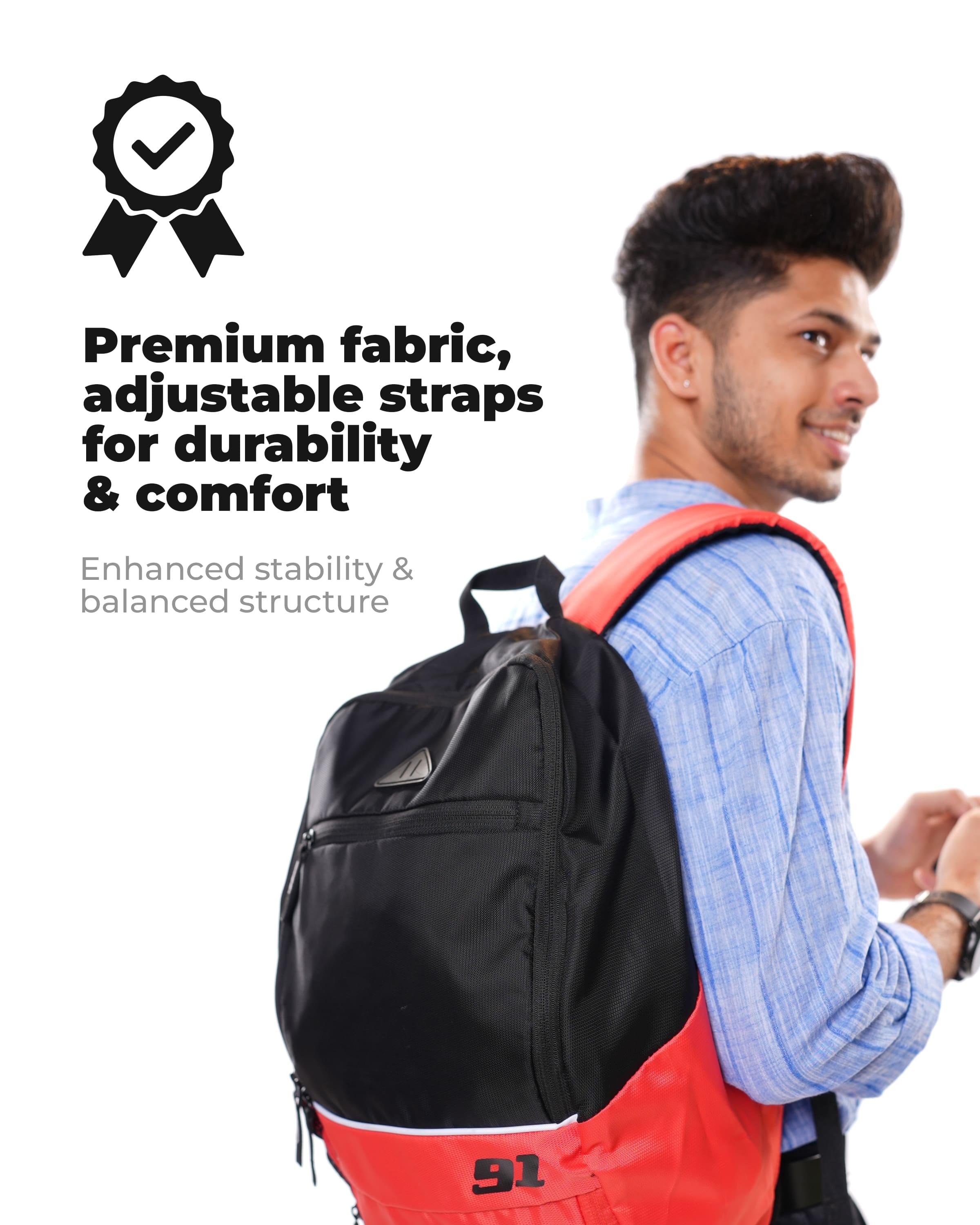 Top Selling  - 91Trekker XL 20L Unisex Black Red Backpack at Rs. 1108 by Ninety One Cycle