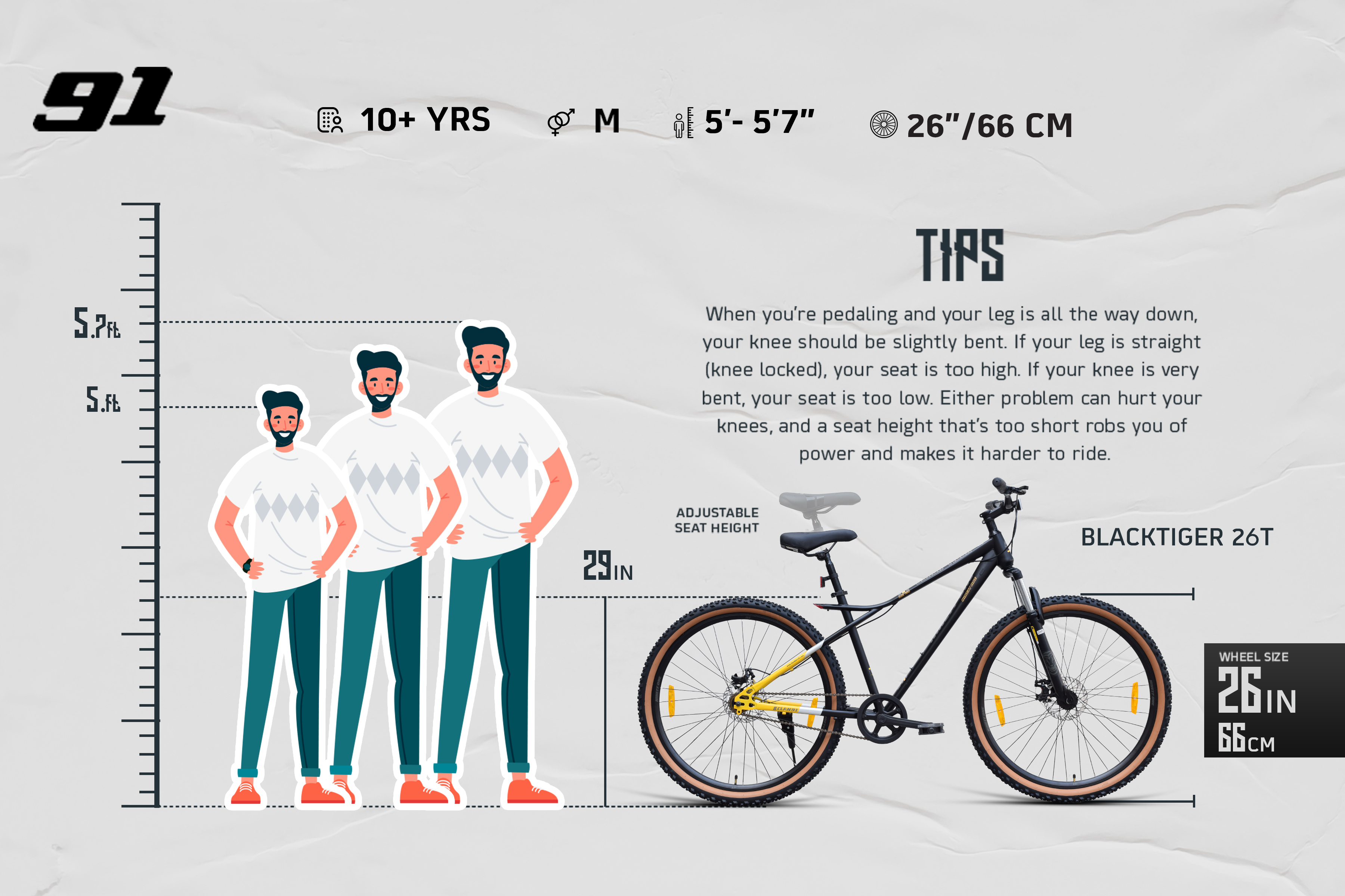 Buy Black Tiger 26T Single Speed Cycle by 91 Online | Ninety