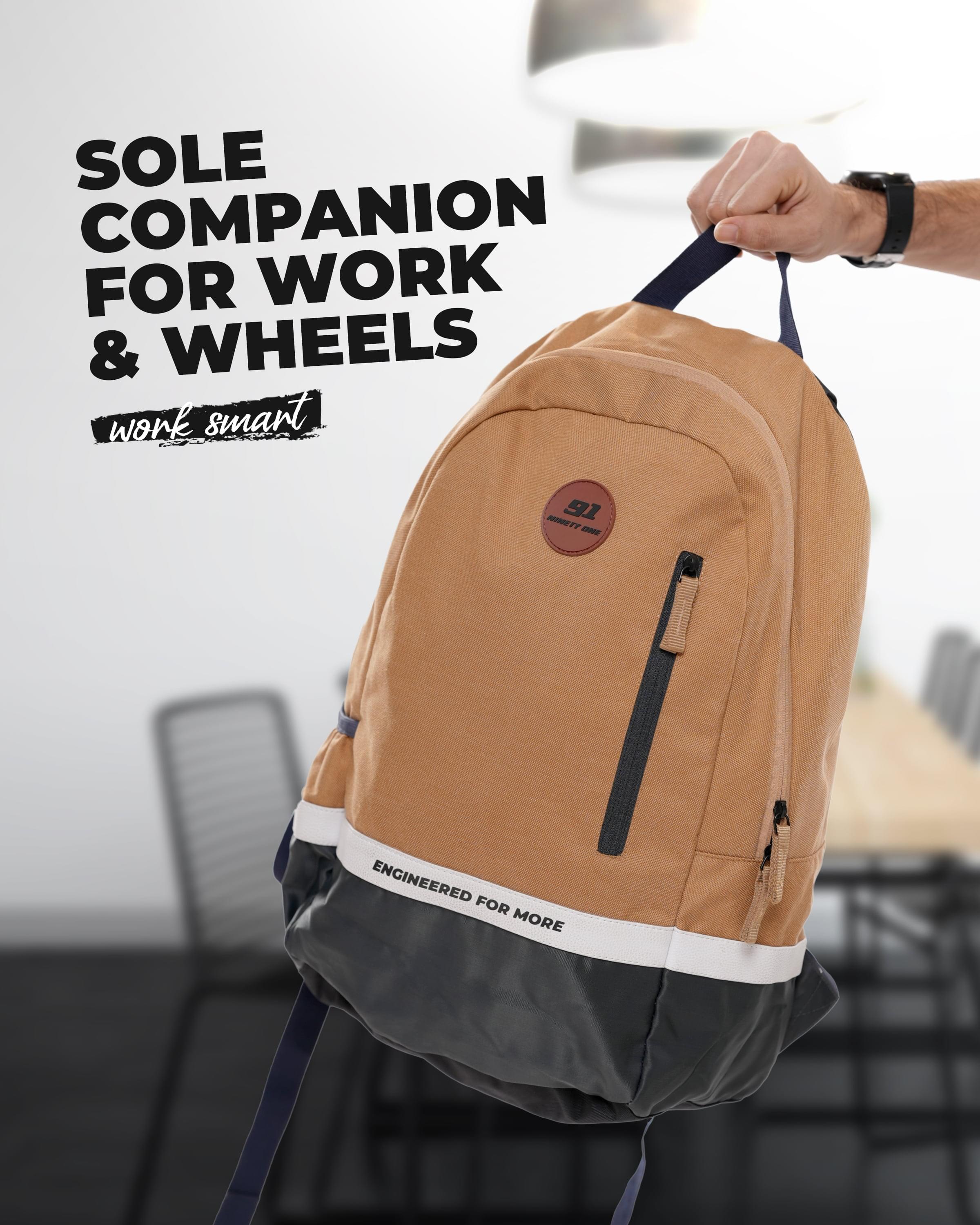 Top Selling  - 91Trailblazer 25L Unisex Beige Black Backpack at Rs. 1361 by Ninety One Cycle