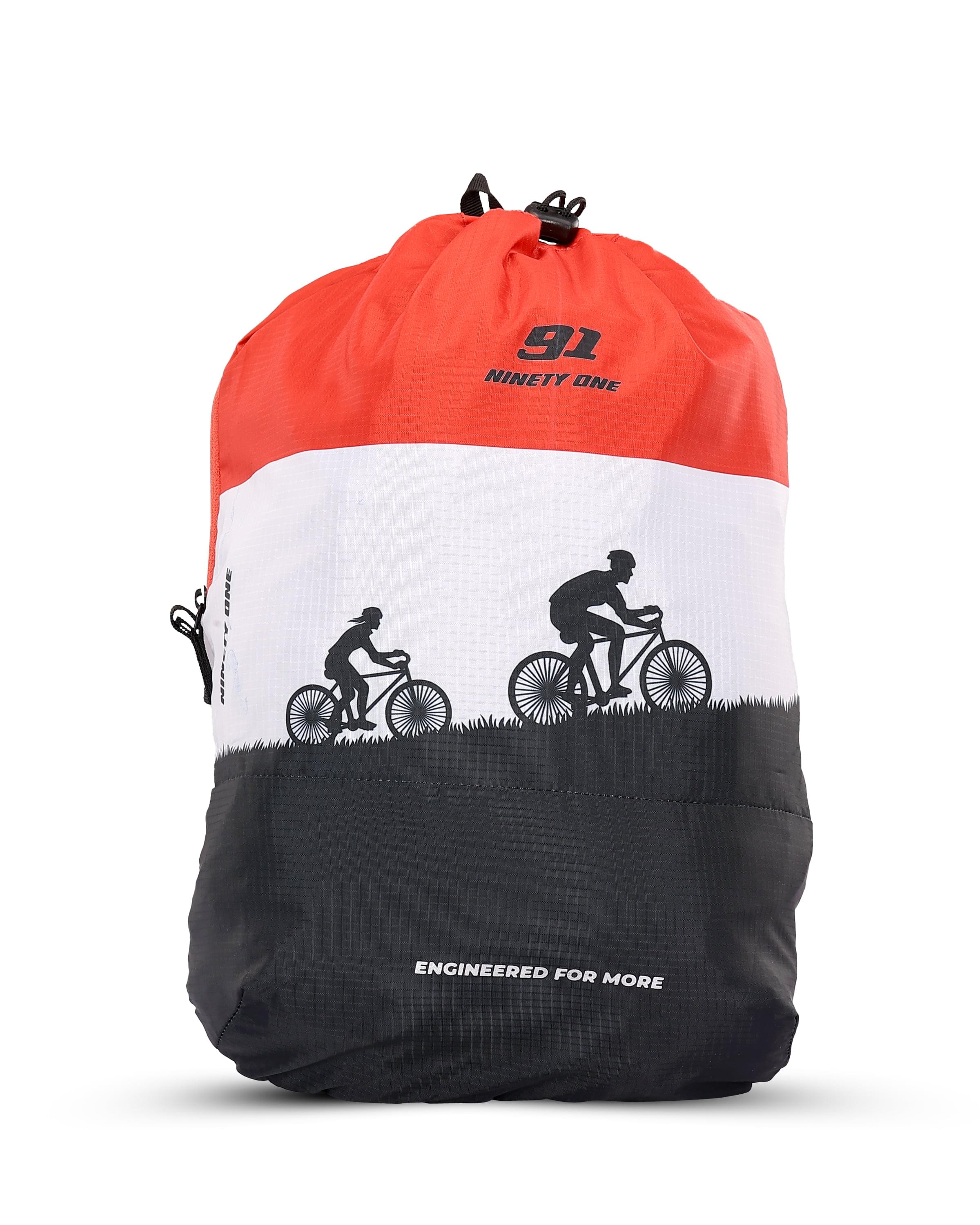 Top Selling  - 91RideOn 15L Unisex Red Black Backpack at Rs. 908 by Ninety One Cycle