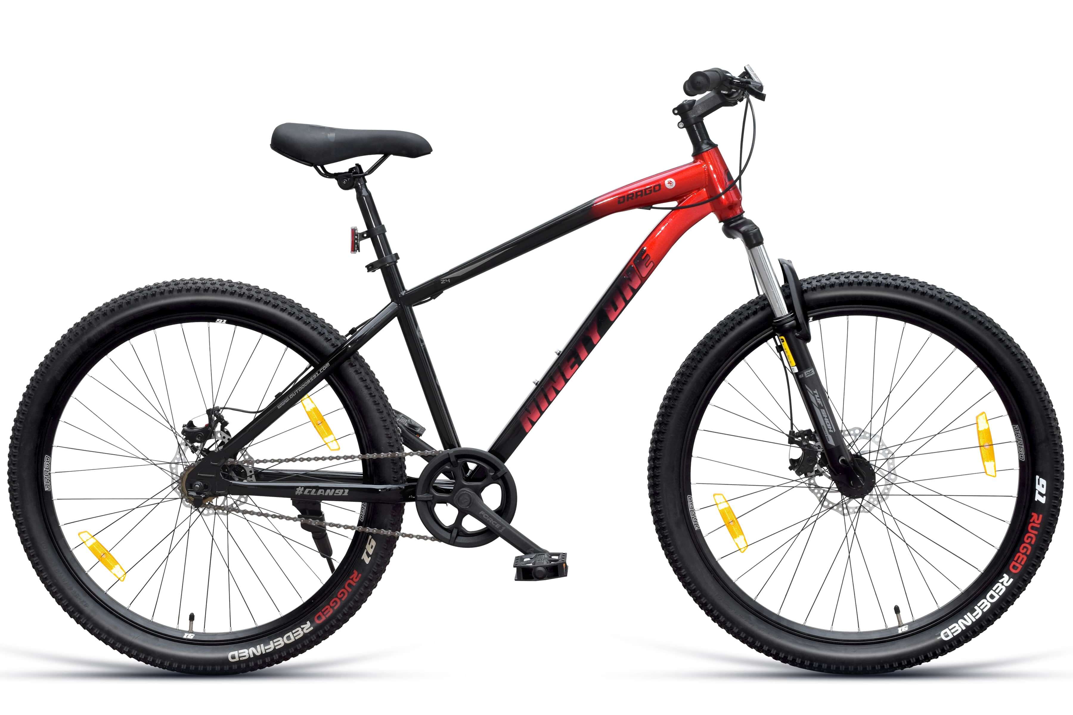 Top Selling Mountain Bikes - Drago 24T Black Red at Rs. 13299 by Ninety One Cycle