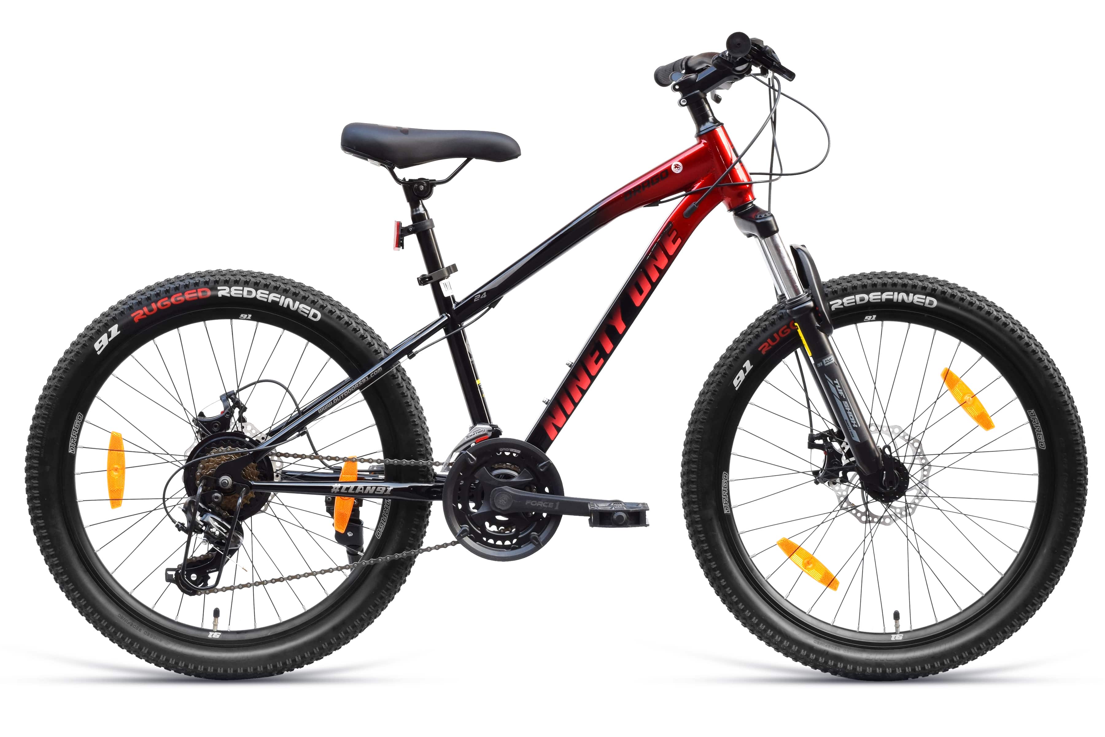 Top Selling Mountain Bikes - Drago 24T MultiSpeed Black Red at Rs. 17619 by Ninety One Cycle