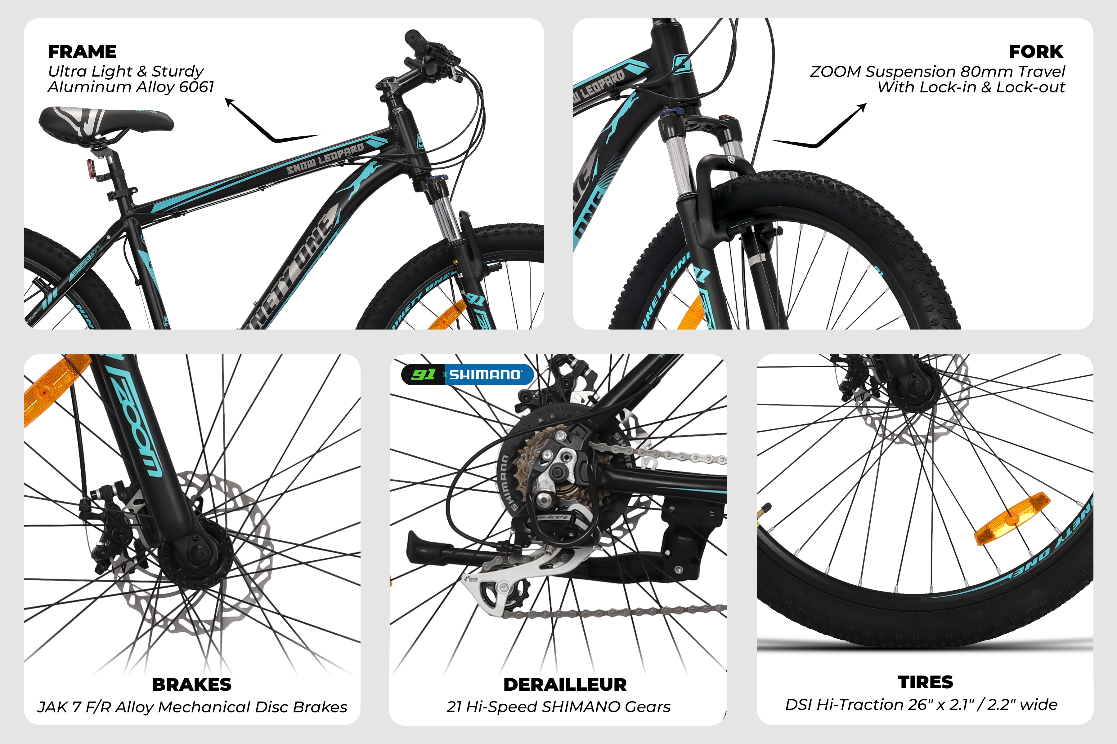Snow Leopard 26T Multi Speed black-turquoise