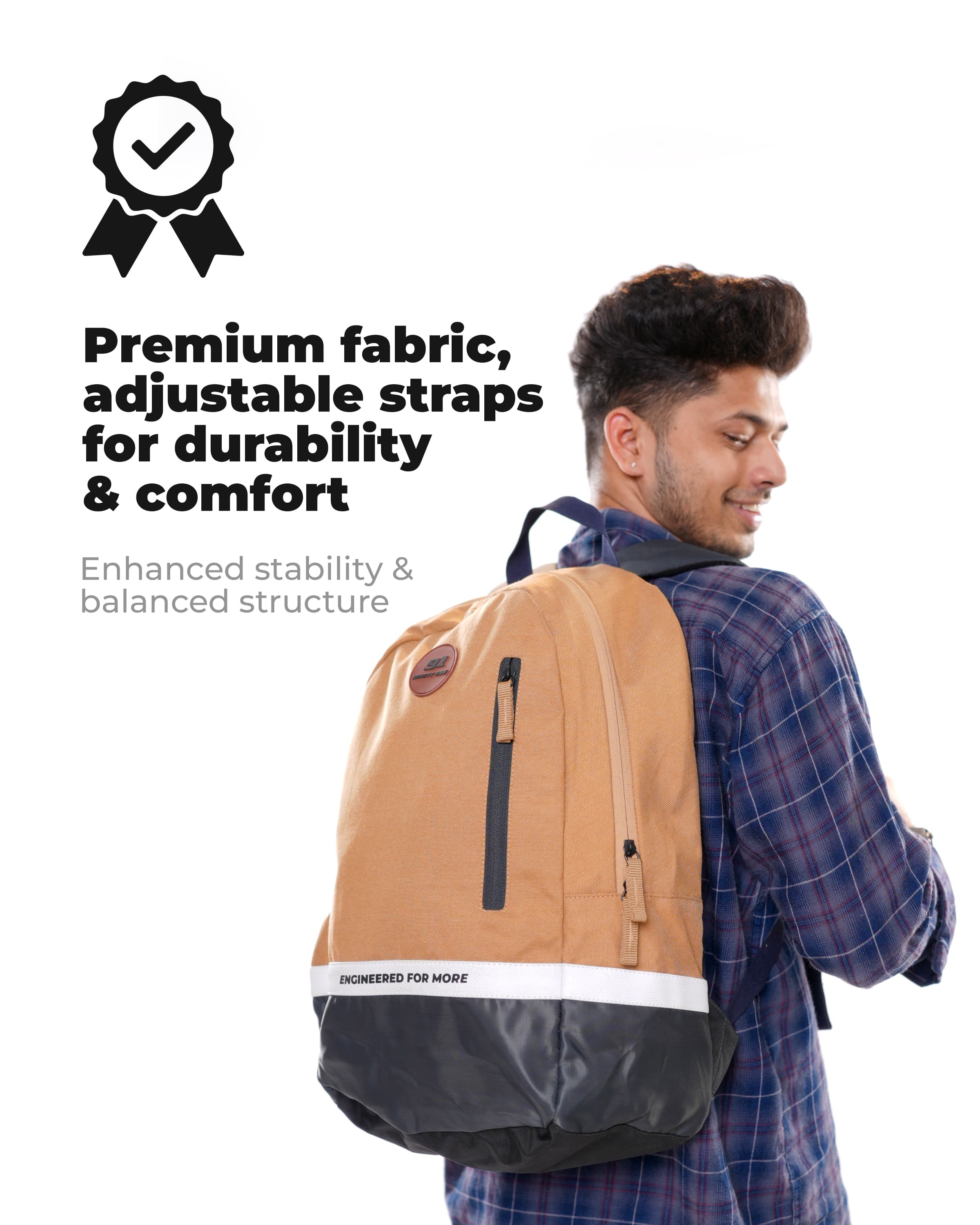 Top Selling  - 91Trailblazer 25L Unisex Beige Black Backpack at Rs. 1361 by Ninety One Cycle