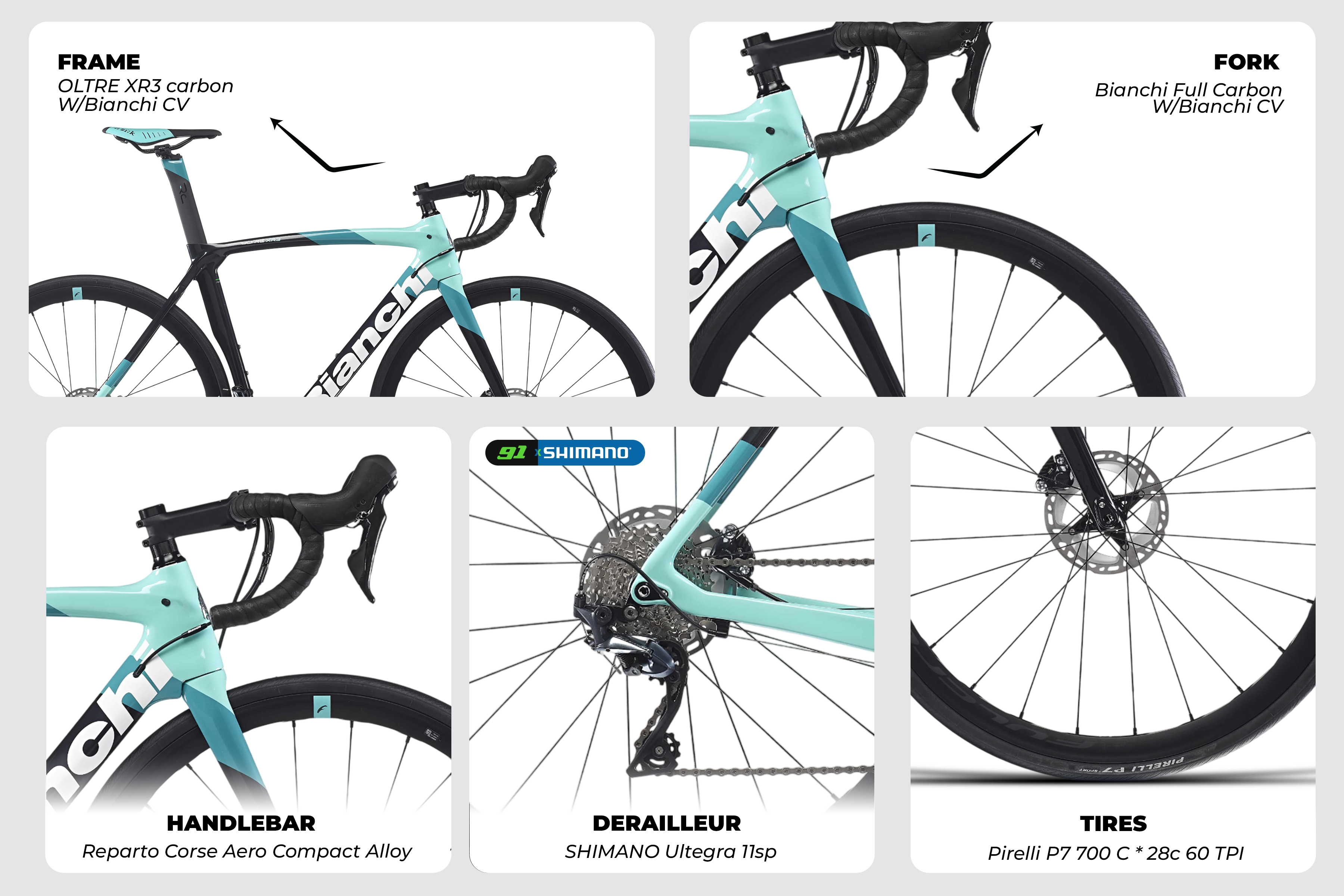 Buy Bianchi Oltre XR3 CV Disc Ultegra Cycle by 91 Online | Ninety