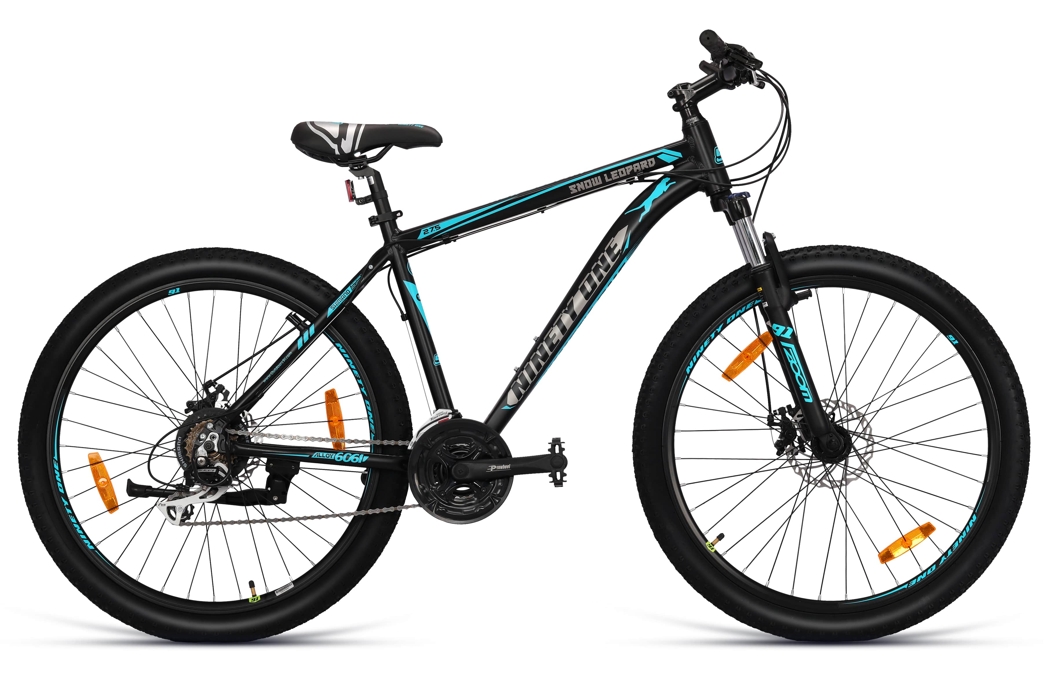 Top Selling Mountain Bikes - Snow Leopard 27 5T Black Turquoise at Rs. 25299 by Ninety One Cycle