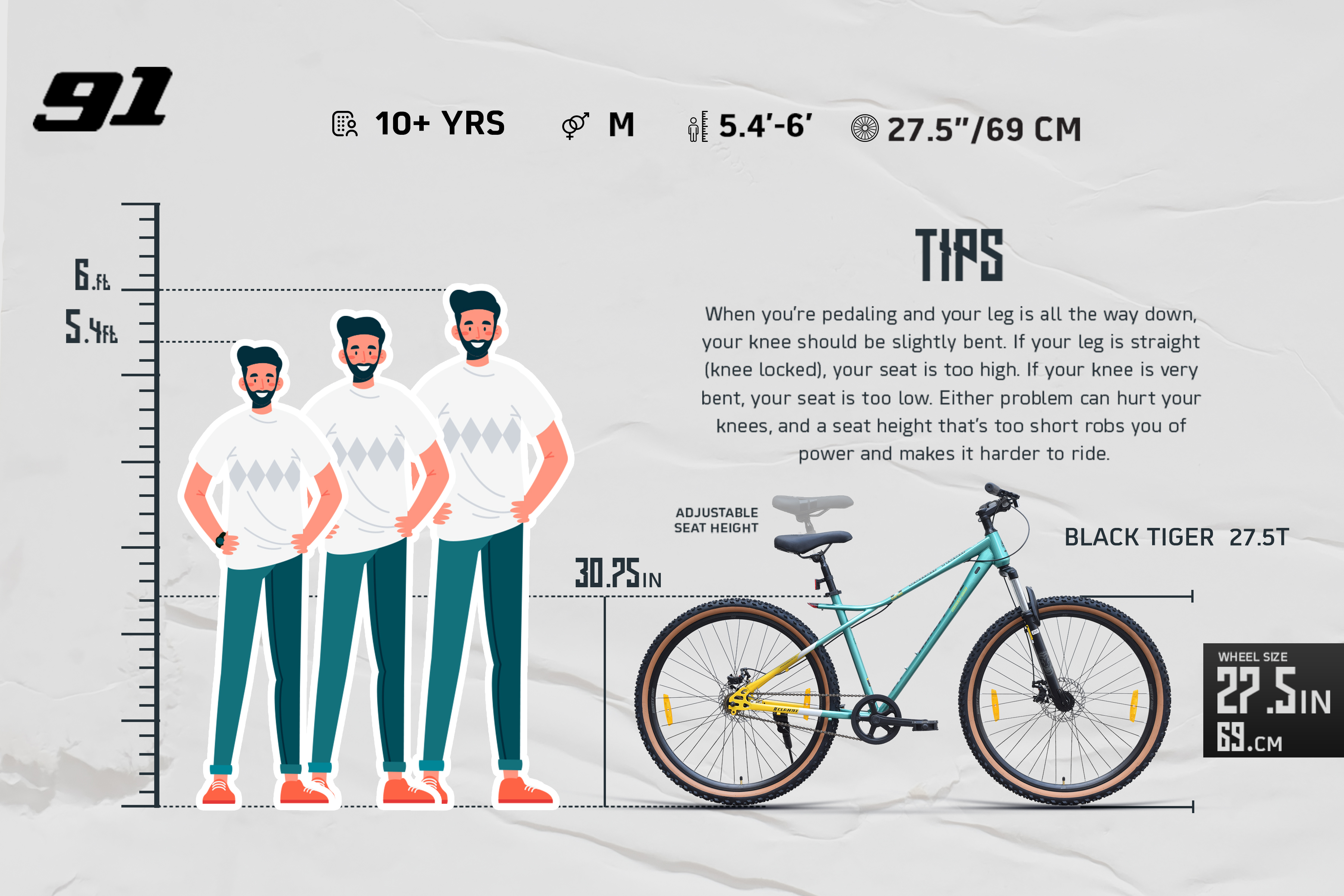 Buy Black Tiger 27.5T Single Speed Cycle by 91 Online