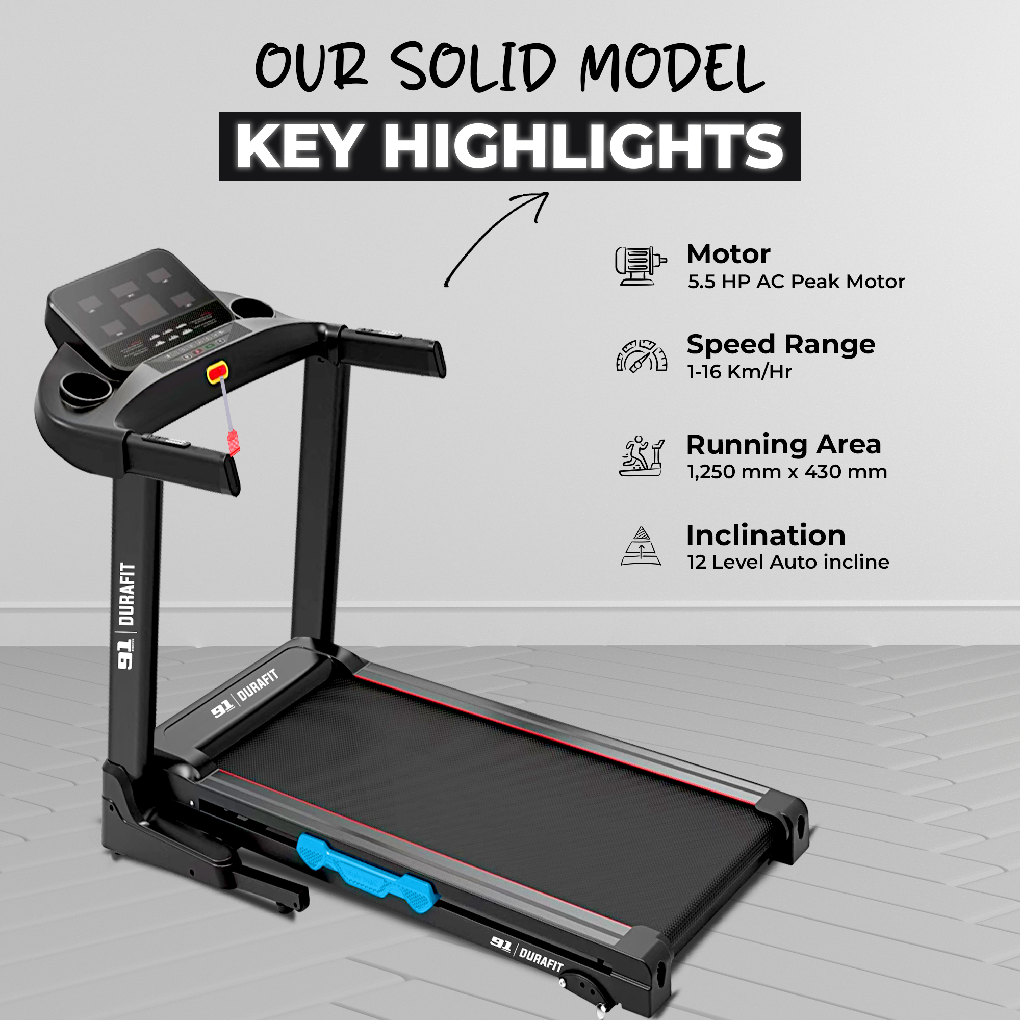 Buy Solid Single Function Treadmill by 91Fitness Online 91 X