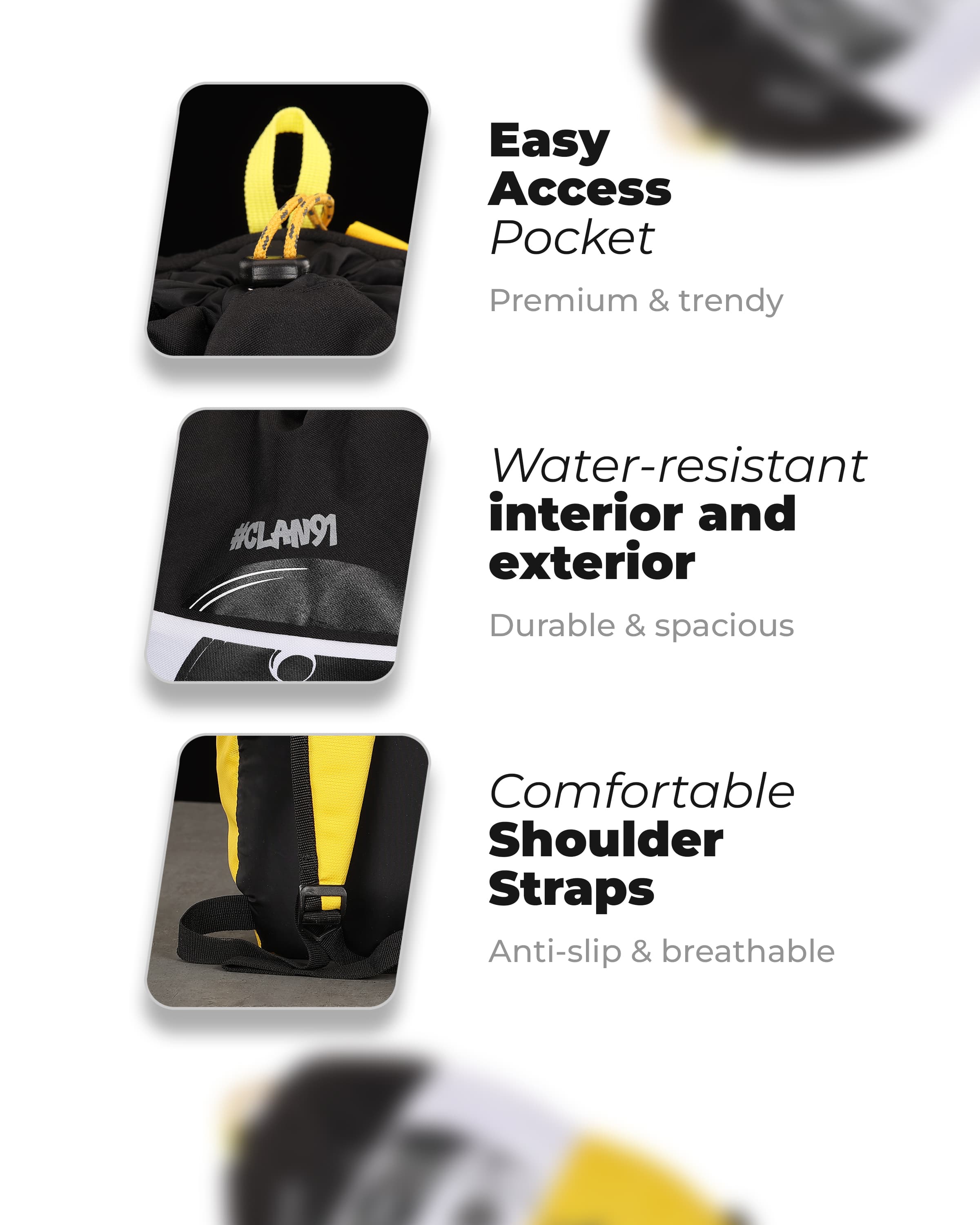 Top Selling  - 91BornRider 15L Unisex Black Yellow Backpack at Rs. 944 by Ninety One Cycle