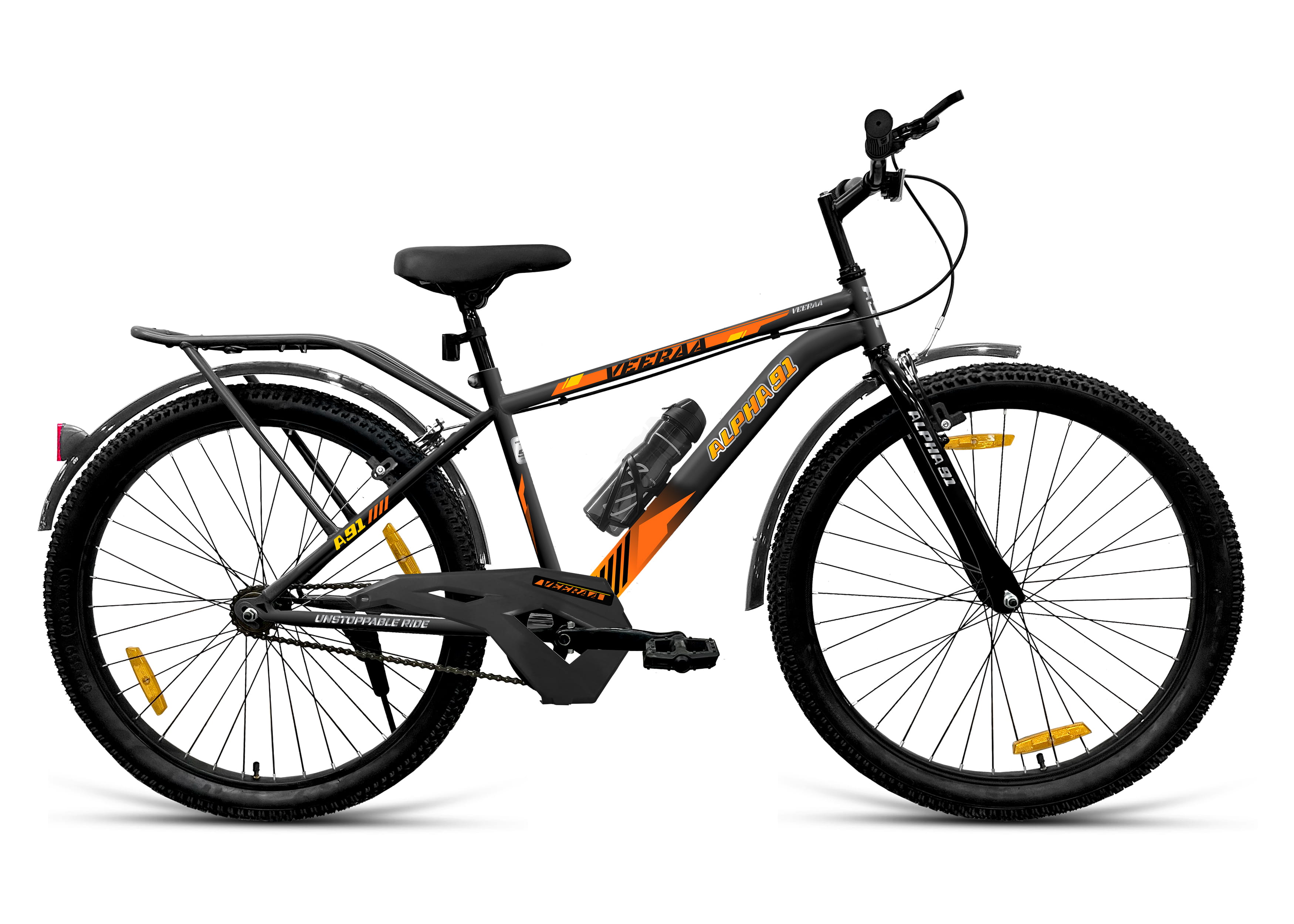 Veeraa IBC Caliper Brake Steel Mudguard 24T CKD pack of 2 (Grey Orange) image 1