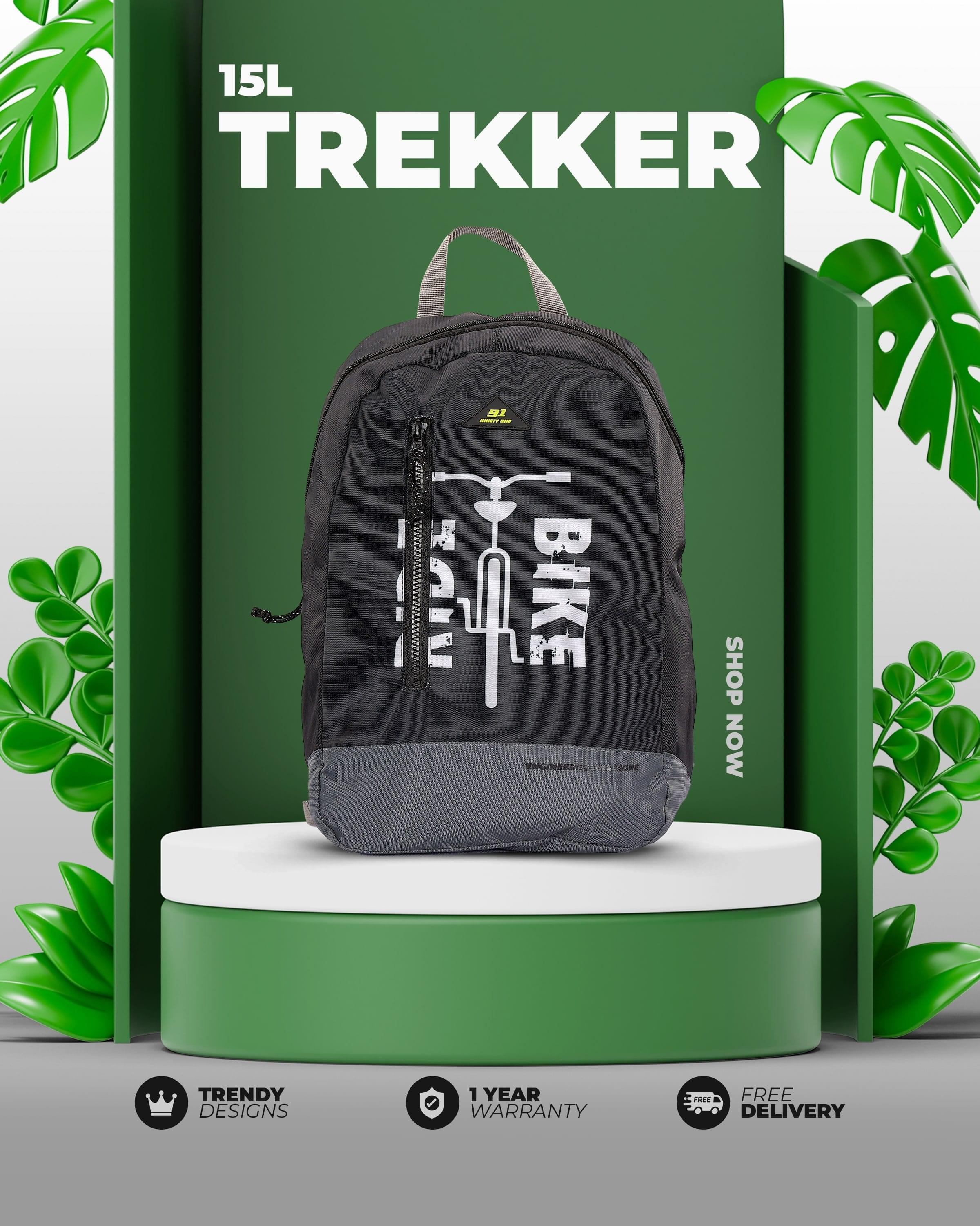 Top Selling  - 91Trekker 15L Unisex Black Grey Backpack at Rs. 944 by Ninety One Cycle